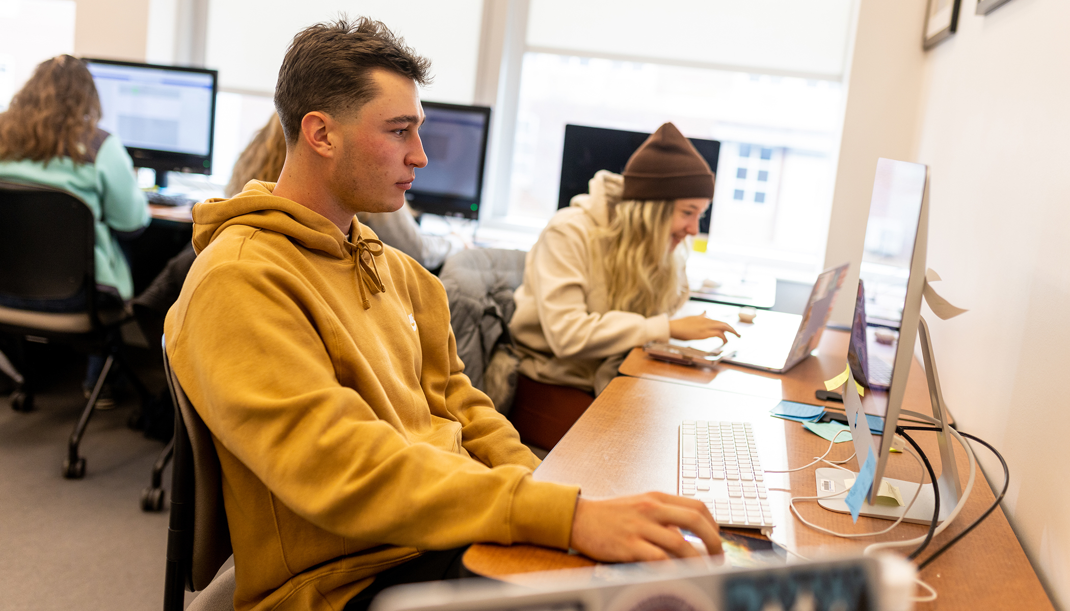 sociology student in computer lab