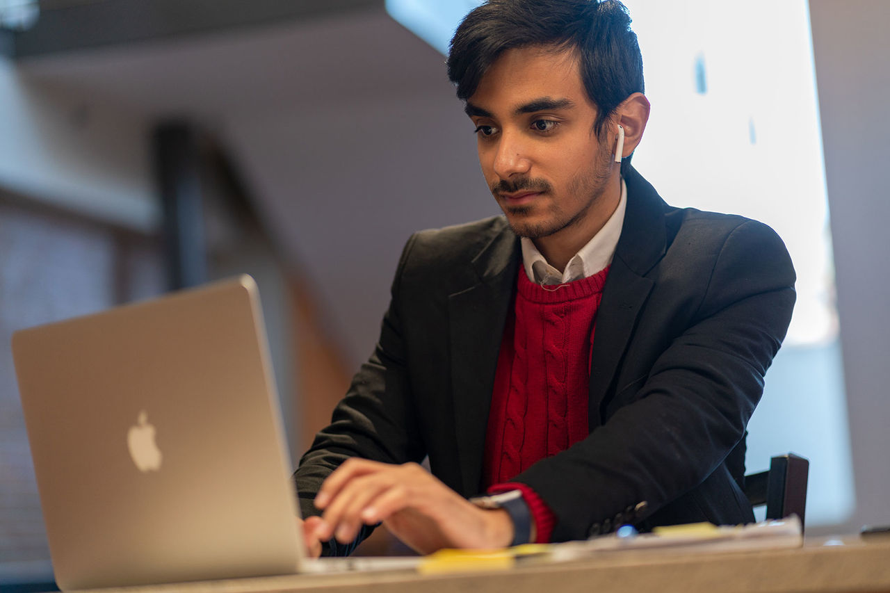 student using a laptop