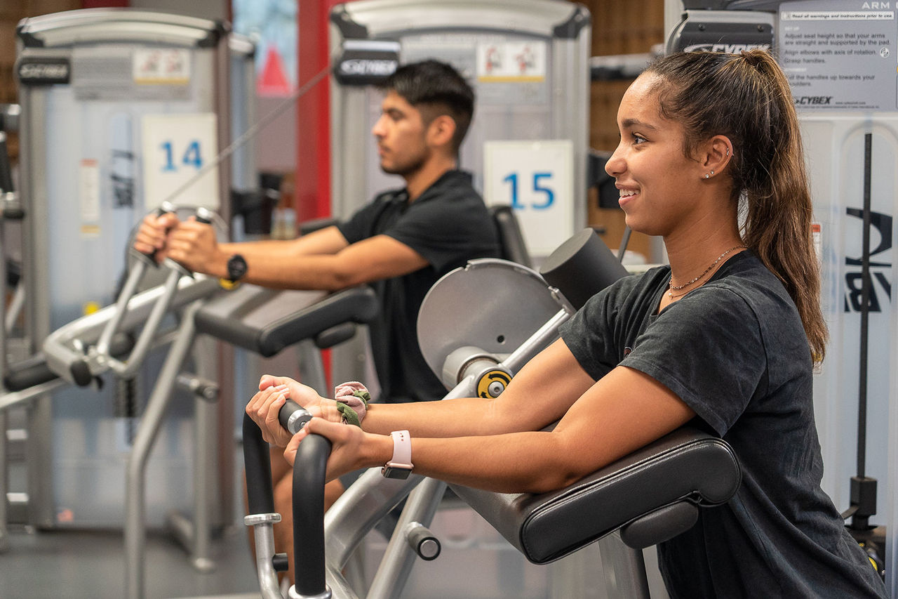 student in gym