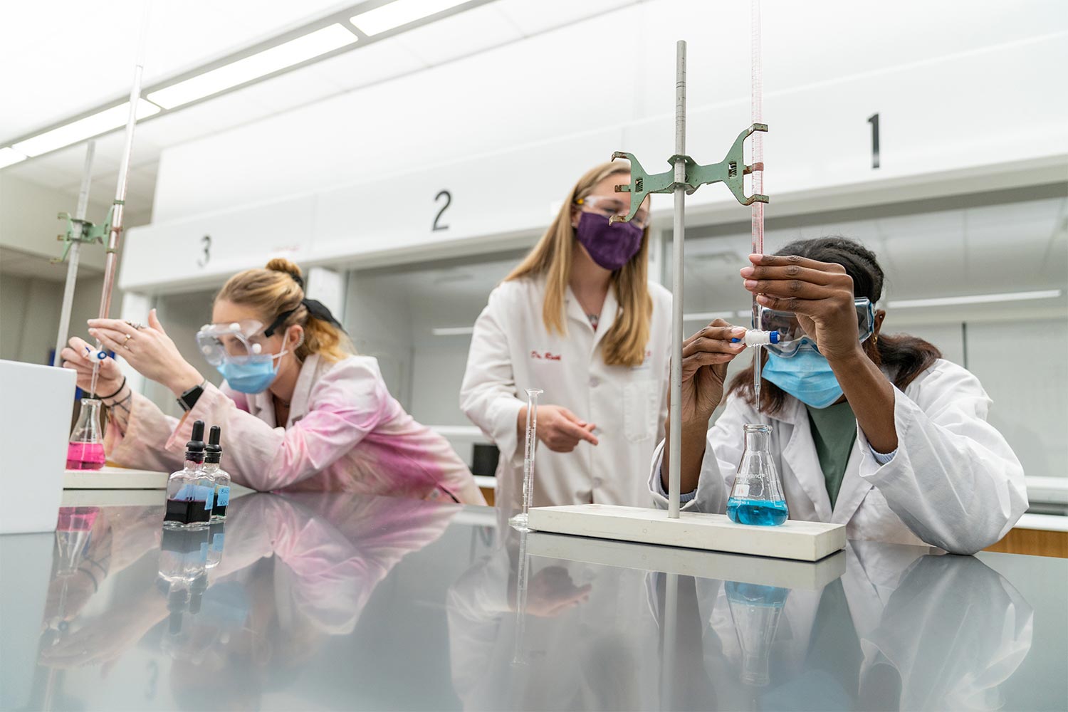 students in biology lab