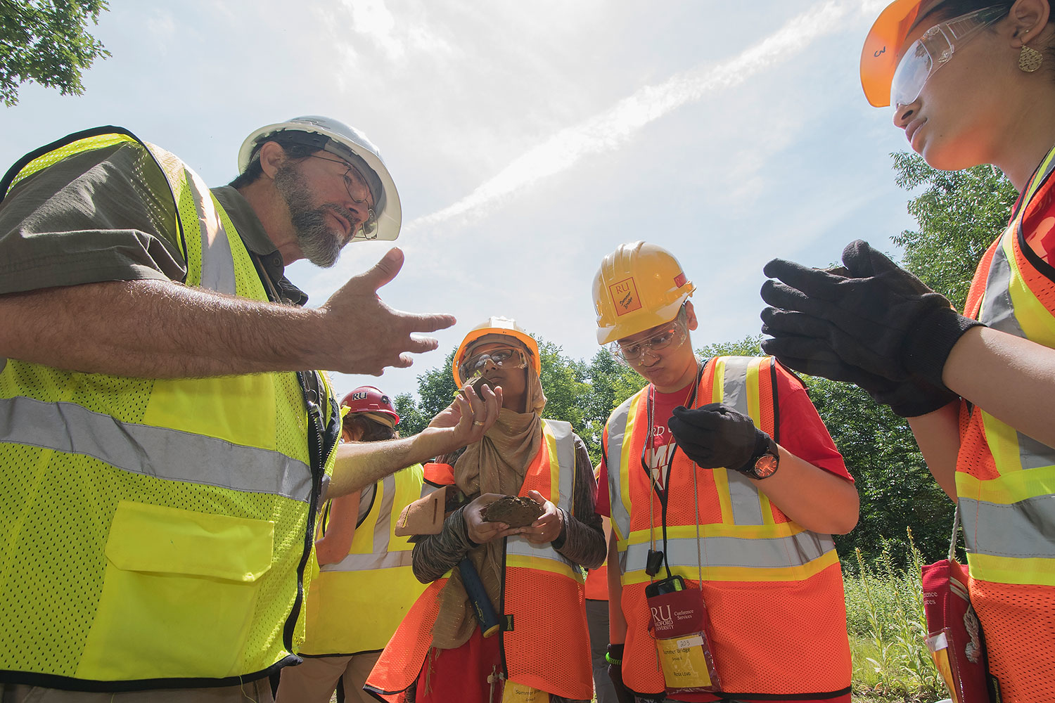 students in the field