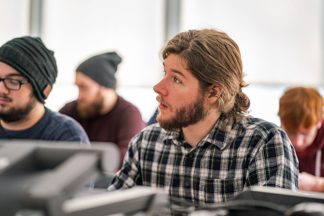 male student looking engaged