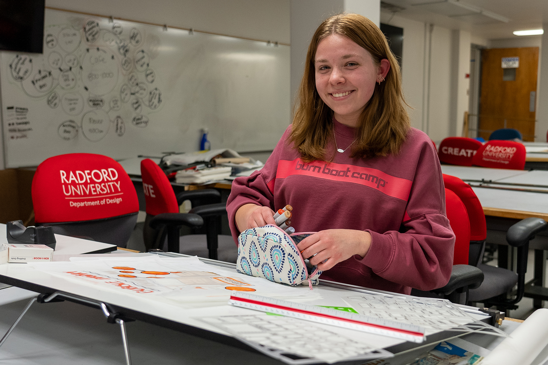 student in an art room