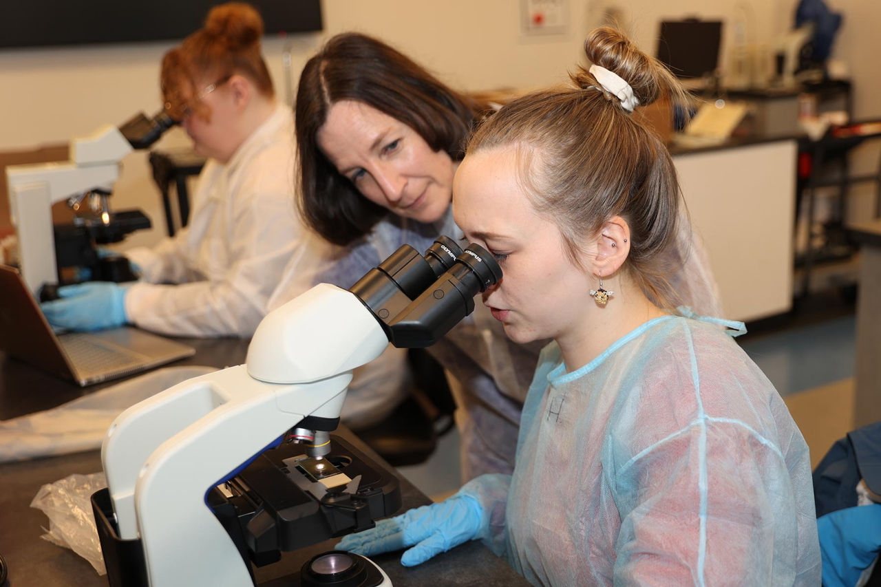 student in lab