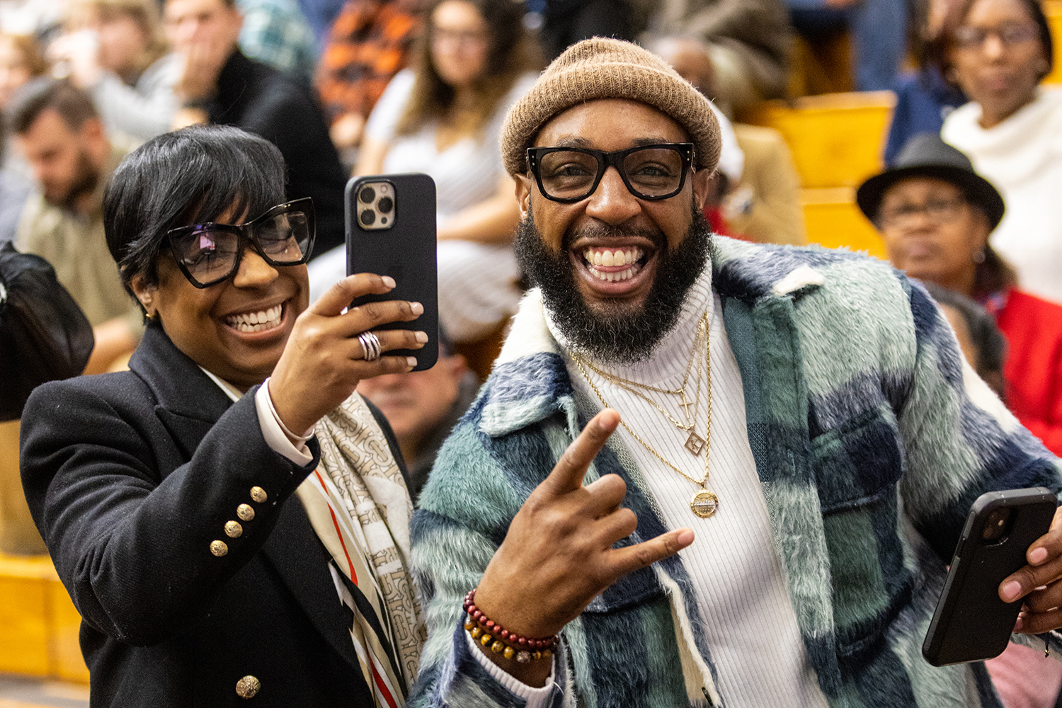 guests snapping photos during commencement